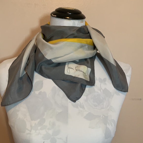 Jean Casauave Yellow , Black, White and Gray Vintage Scarf - Picture 6 of 6